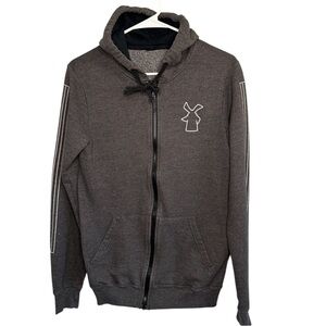 Dutch Bros Charcoal Gray Zip Up Hoodie DB 1992 Windmill CUTE!